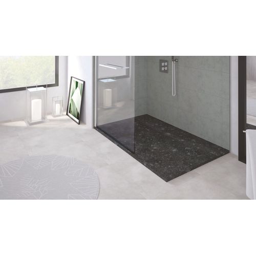 Receveur De Douche Nola 3 - 90x140x3 - Résine - Terazzo Noir - Bonde - Découpable