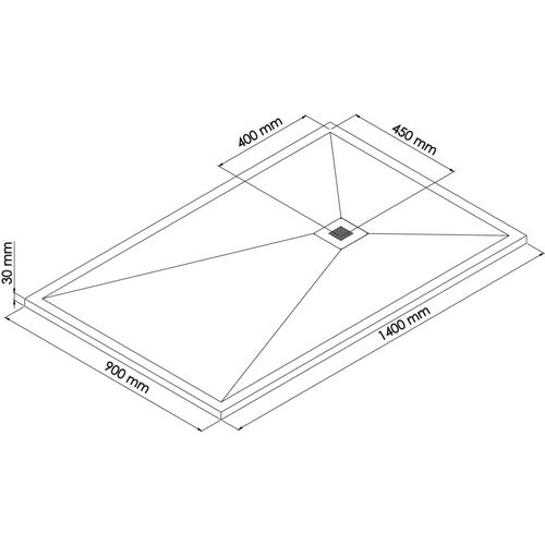 Receveur De Douche Nola 3 - 90x140x3 - Résine - Terazzo Noir - Bonde - Découpable