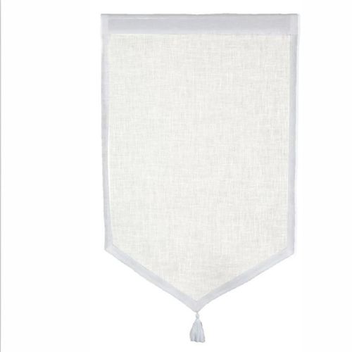 Paire De Petits Voilages En 100% Lin Avec Pointe Et Pompon - 45x70 Cm - Ecru