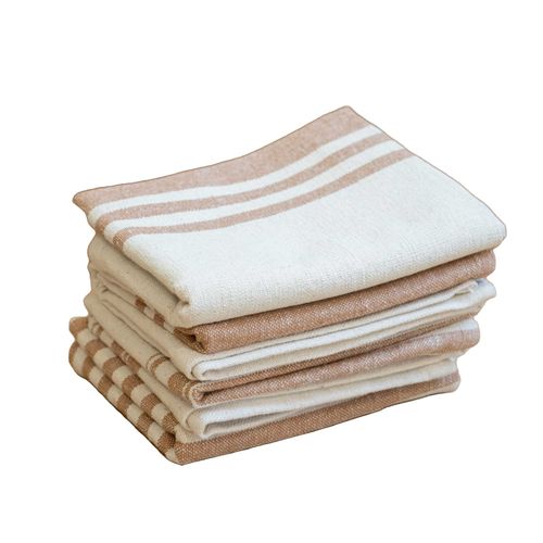 Lot De 3 Torchons 100% Coton Lavé - 50x70 Cm - Naturel
