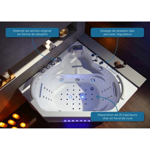 Baignoire Balnéo Dubaï 47 Jets + Massage Cervicales Whirlpool