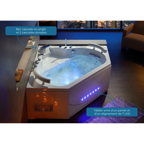 Baignoire Balnéo Dubaï 47 Jets + Massage Cervicales Whirlpool