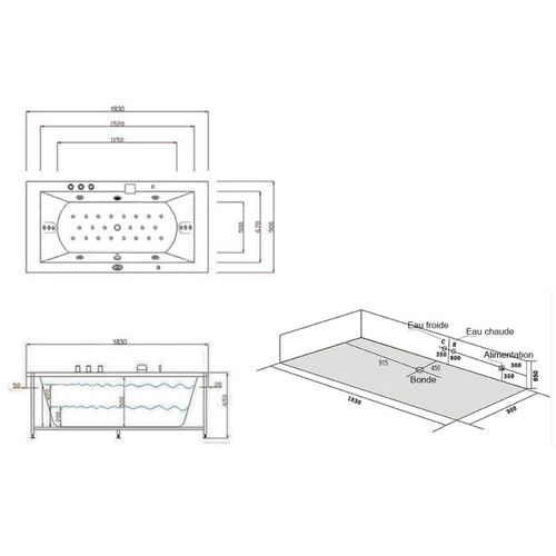 Baignoire Balnéo London 32 Jets Whirlpool