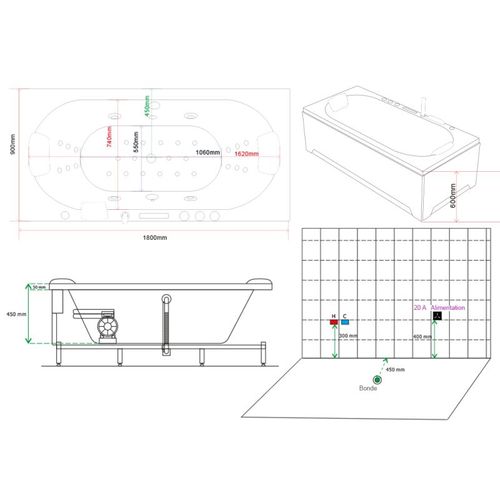 Baignoire Balnéo Olympus 32 Jets