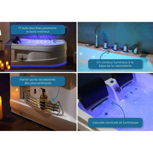 Baignoire Balnéo Kalliste Droite 47 Jets Whirlpool