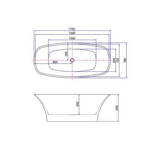 Baignoire Îlot Lizarra - 170x78x60 Cm