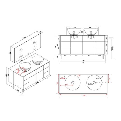 Meuble De Salle De Bain Verzino Bois Naturel Et Noir Mat (sans Miroir)