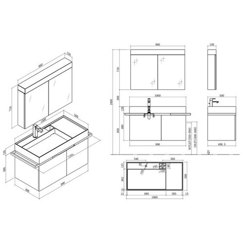 Meuble De Salle De Bain Teramo 1000