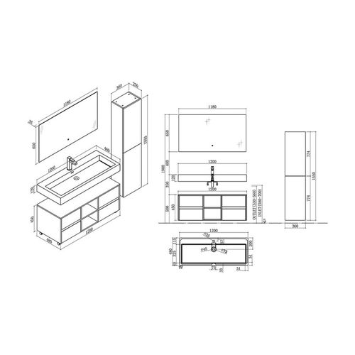 Meuble De Salle De Bain Visenza 1200 Noir