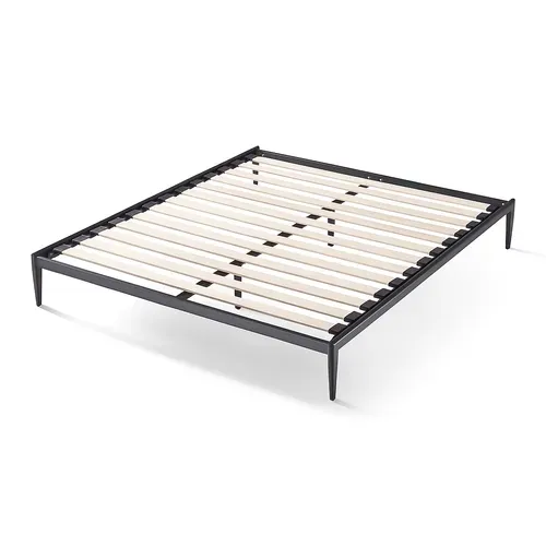 Sommier Métallique 160x200 Style Industriel Blanc - Cadre à Lattes Larges - Design Style Urbain