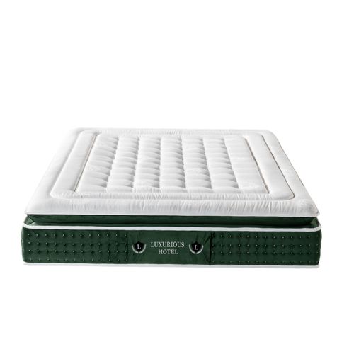 Ensemble Lit Coffre Vert Olive - Tête De Lit, Coffre Et Matelas Hôtelier - 180x200 - Tissu Bouclette