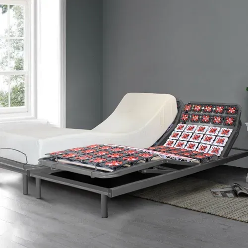 Lit Électrique 100x200 Cm - Sommier Encastrable à Plots - Moteur Et Télécommande Inclus