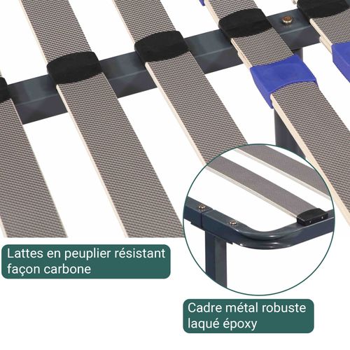 Sommier 140x200 Cm Confortflex - Cadre à Lattes Réglables - Résistant Et Confortable