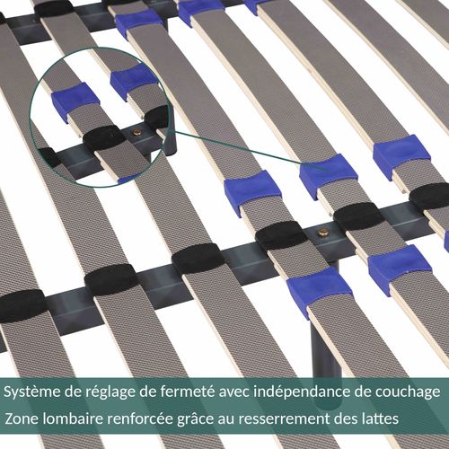Sommier 140x200 Cm Confortflex - Cadre à Lattes Réglables - Résistant Et Confortable