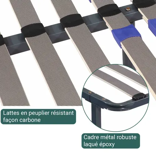 Sommier 200x200 Cm Confortflex - Cadre à Lattes Réglables - Résistant Et Confortable