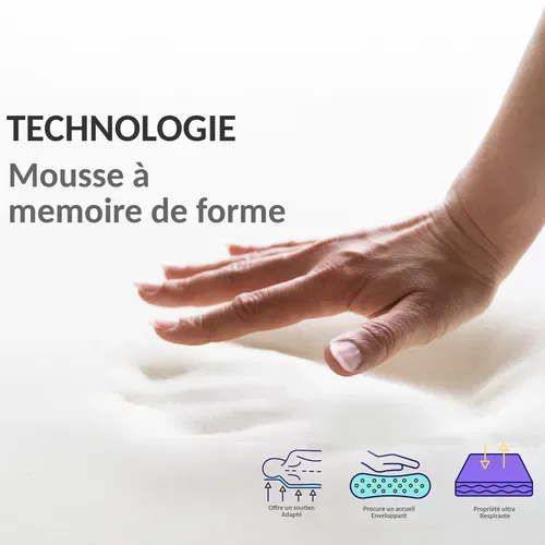 Matelas César 90x190 Cm - Mémoire De Forme - Surmatelas Intégré - 22 Cm - Technologie Pro-suit®