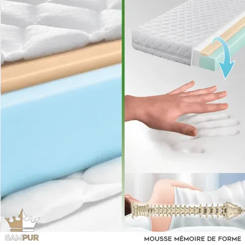 Matelas César 90x190 Cm - Mémoire De Forme - Surmatelas Intégré - 22 Cm - Technologie Pro-suit®