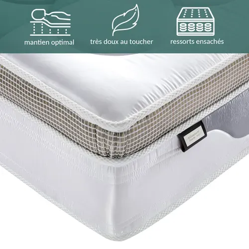Matelas Platinium 90x190 Cm - 32 Cm - Latex, Mémoire De Forme Et Ressorts Ensachés