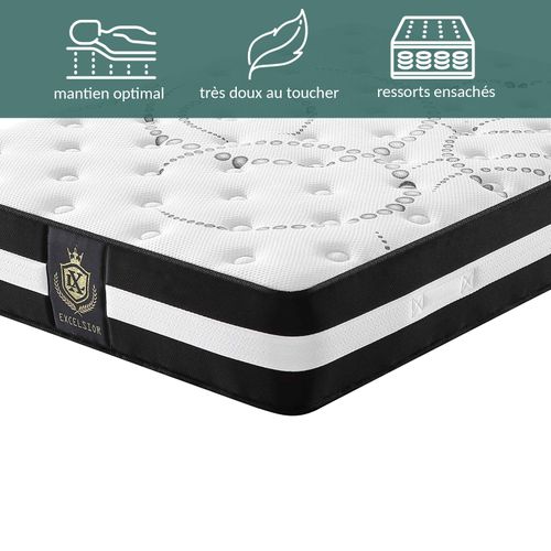 Matelas Excelsior 90 X 190 Cm - Mémoire De Forme - Ressorts Ensachés