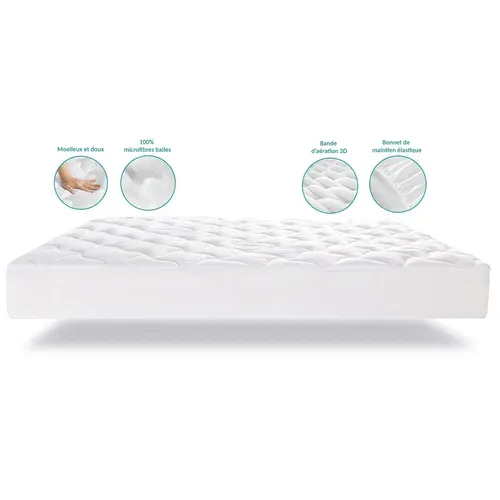 Surmatelas 140 x 200 3d Luxe - Garnissage Microfibre - Confort Enveloppant