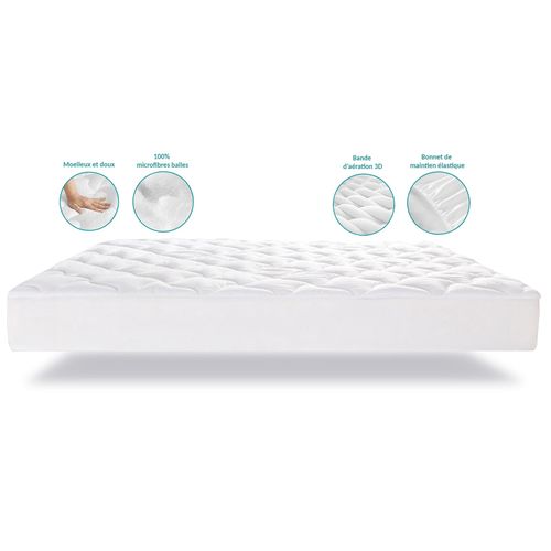 Surmatelas 200 x 200 3d Luxe - Garnissage Microfibre - Confort Enveloppant