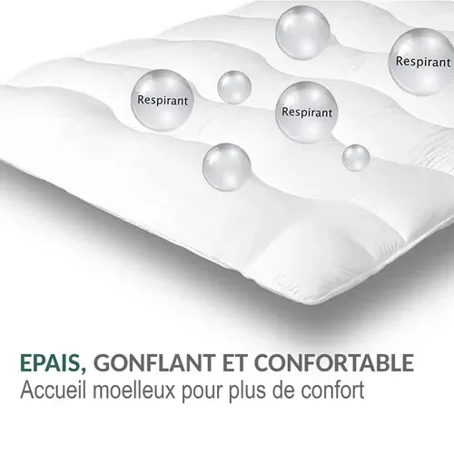 Surmatelas 160x200 Cm - Surmatelas Nuage 100% Microfibre - Aération Optimisée Et Sangles De Maintien