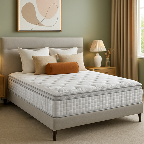 Matelas Perle 140x190 Cm - Mémoire De Forme, Ressorts Ensachés Et Latex - 27 Cm