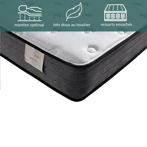 Matelas Ressorts Ensachés 160x200 Cm ESSENTIEL - 23 Cm D'épaisseur - Accueil Mémoire De Forme