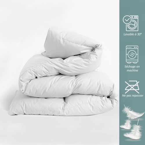 Couette Chaude 240x260cm Plume - 100% Plumes Naturelles De Canard, Garnissage 500g/m2
