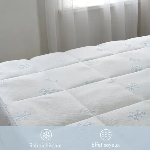 Surmatelas Été 140 X 190 Cm- 100% Microfibre - Tissu Ice Cool Rafraîchissant