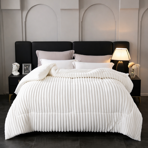 Couette 200 X 200cm Chaude - Réversible 400g/m2 - Velours Côtelé - Microfibre