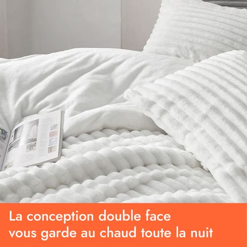 Couette 200 X 200cm Chaude - Réversible 400g/m2 - Velours Côtelé - Microfibre