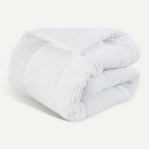 Couette 200 X 200cm Chaude - Réversible 400g/m2 - Velours Côtelé - Microfibre