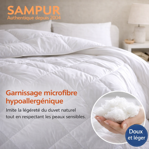 Couette 200 X 200cm Chaude - Réversible 400g/m2 - Velours Côtelé - Microfibre