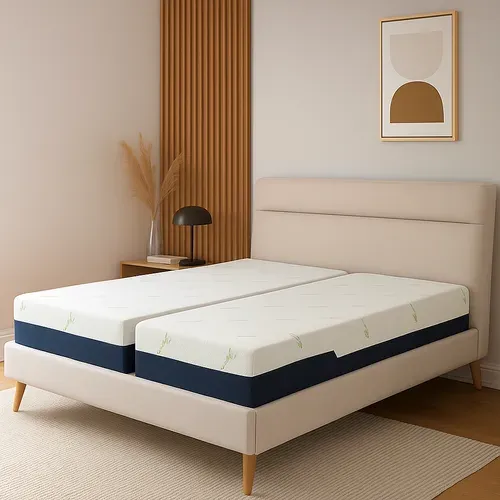 Matelas 2x80x200 Cm Mémoire De Forme Et Housse Bambou - Matelas Original Déhoussable