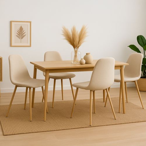 Lot De 4 Chaises Scandinaves Bali Tissu Beige