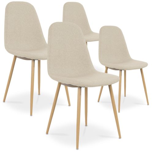 Lot De 4 Chaises Scandinaves Bali Tissu Beige