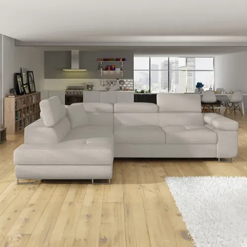 Canapé D'angle Gauche Convertible Marius Tissu Beige