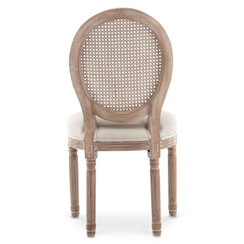 Lot De 4 Chaises Médaillon Louis Xvi Cannage Rotin Tissu Beige