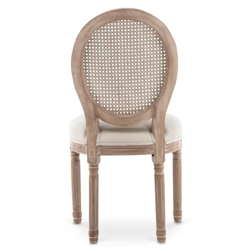 Lot De 6 Chaises Médaillon Louis Xvi Cannage Rotin Tissu Beige