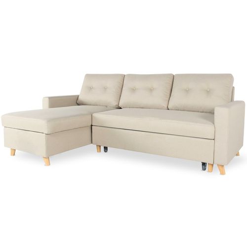 Canapé D'angle Convertible Réversible Falko Tissu Beige