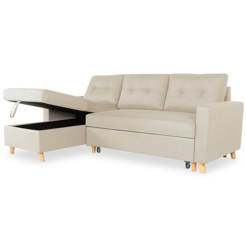 Canapé D'angle Convertible Réversible Falko Tissu Beige