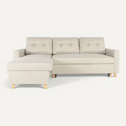 Canapé D'angle Convertible Réversible Falko Tissu Beige