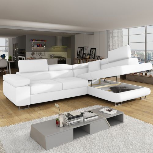 Canapé D'angle Droit Convertible Marius Blanc