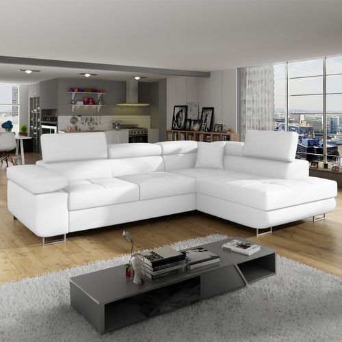 Canapé D'angle Droit Convertible Marius Blanc