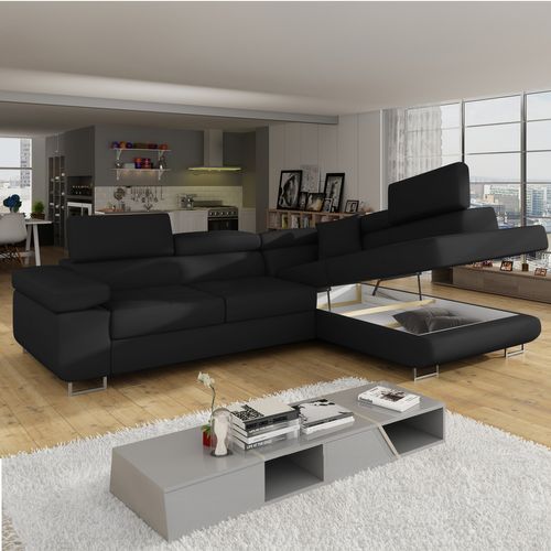 Canapé D'angle Droit Convertible Marius Noir