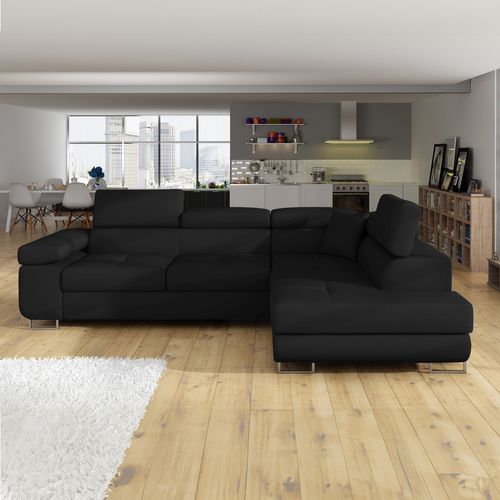 Canapé D'angle Droit Convertible Marius Noir
