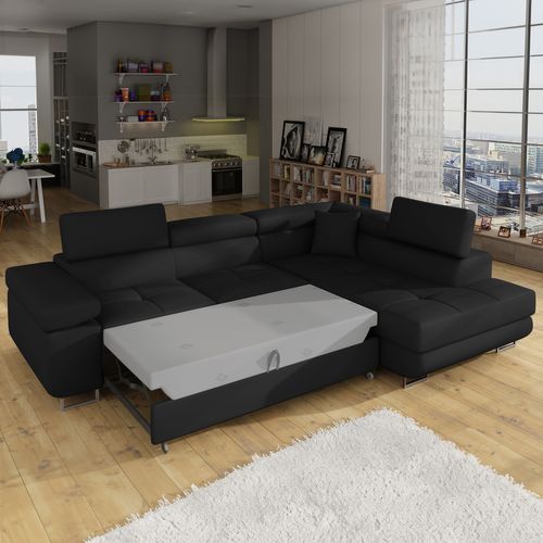 Canapé D'angle Droit Convertible Marius Noir