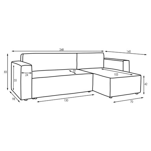 Canapé D'angle Convertible Réversible Lorenzo En Velours Côtelé Beige