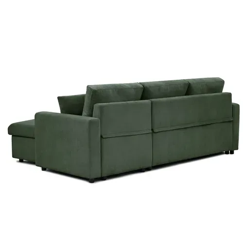 Canapé D'angle Convertible Rico Velours Côtelé Vert